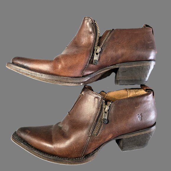 Frye Sz 7.5 Womens Sacha Moto Short Bootie Double Zip Boots - Picture 4 of 7